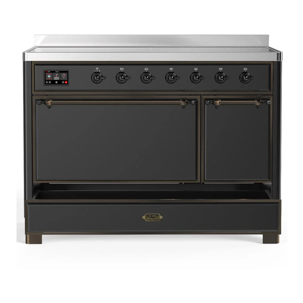 Ilve UMIB48QNR3MGB Ilve Umib48Qnr3Mgb Majestic Iii 48 Inch Induction Range With 6 Elements, 5.02 Cu. Ft. Total Oven Capacity (Solid Door, Graphite Matte, Burnished) - Image 5