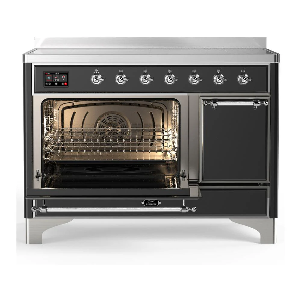 Ilve UMIB48QNR3MGC Ilve Umib48Qnr3Mgc Majestic Iii 48 Inch Induction Range With 6 Elements, 5.02 Cu. Ft. Total Oven Capacity (Solid Door, Graphite Matte, Chrome) - Image 3