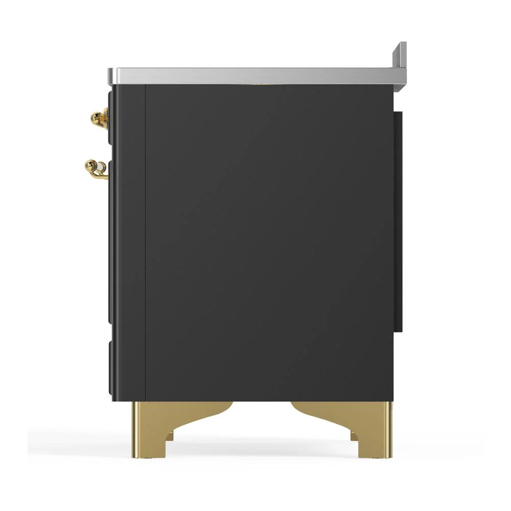 Ilve UMIB48QNR3MGG Ilve Umib48Qnr3Mgg Majestic Iii 48 Inch Induction Range With 6 Elements, 5.02 Cu. Ft. Total Oven Capacity (Solid Door, Graphite Matte, Brass) - Image 9