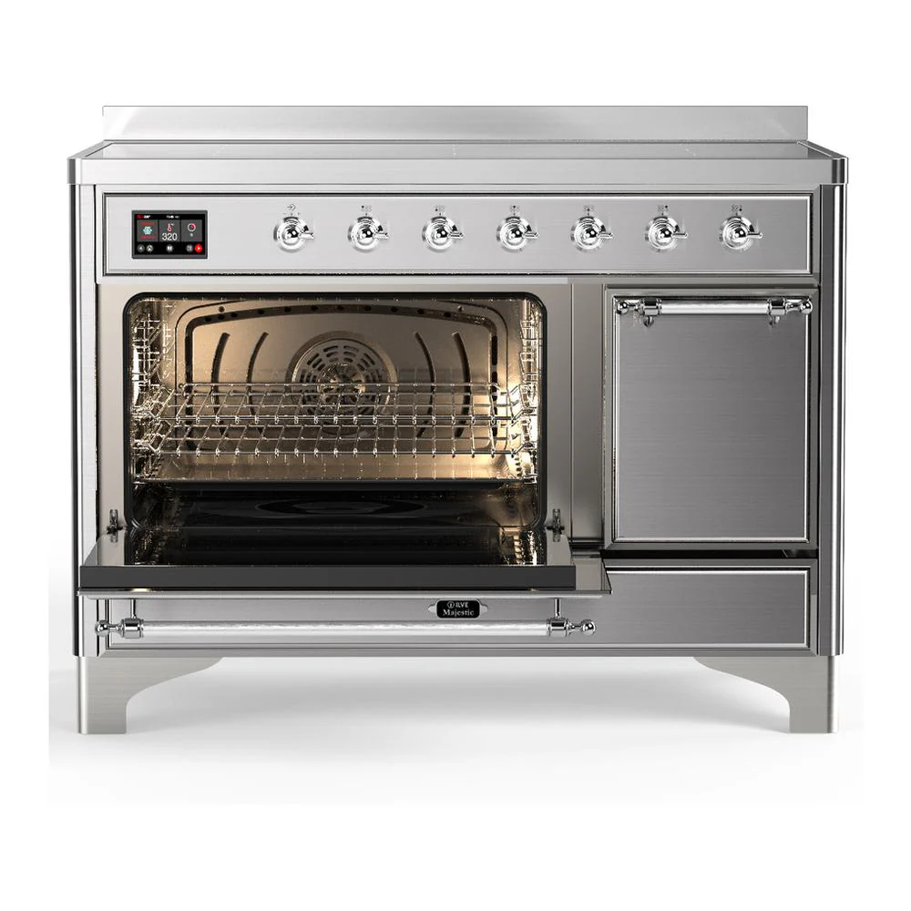 Ilve UMIB48QNR3SSC Ilve Umib48Qnr3Ssc Majestic Iii 48 Inch Induction Range With 6 Elements, 5.02 Cu. Ft. Total Oven Capacity (Solid Door, Stainless Steel, Chrome) - Image 3