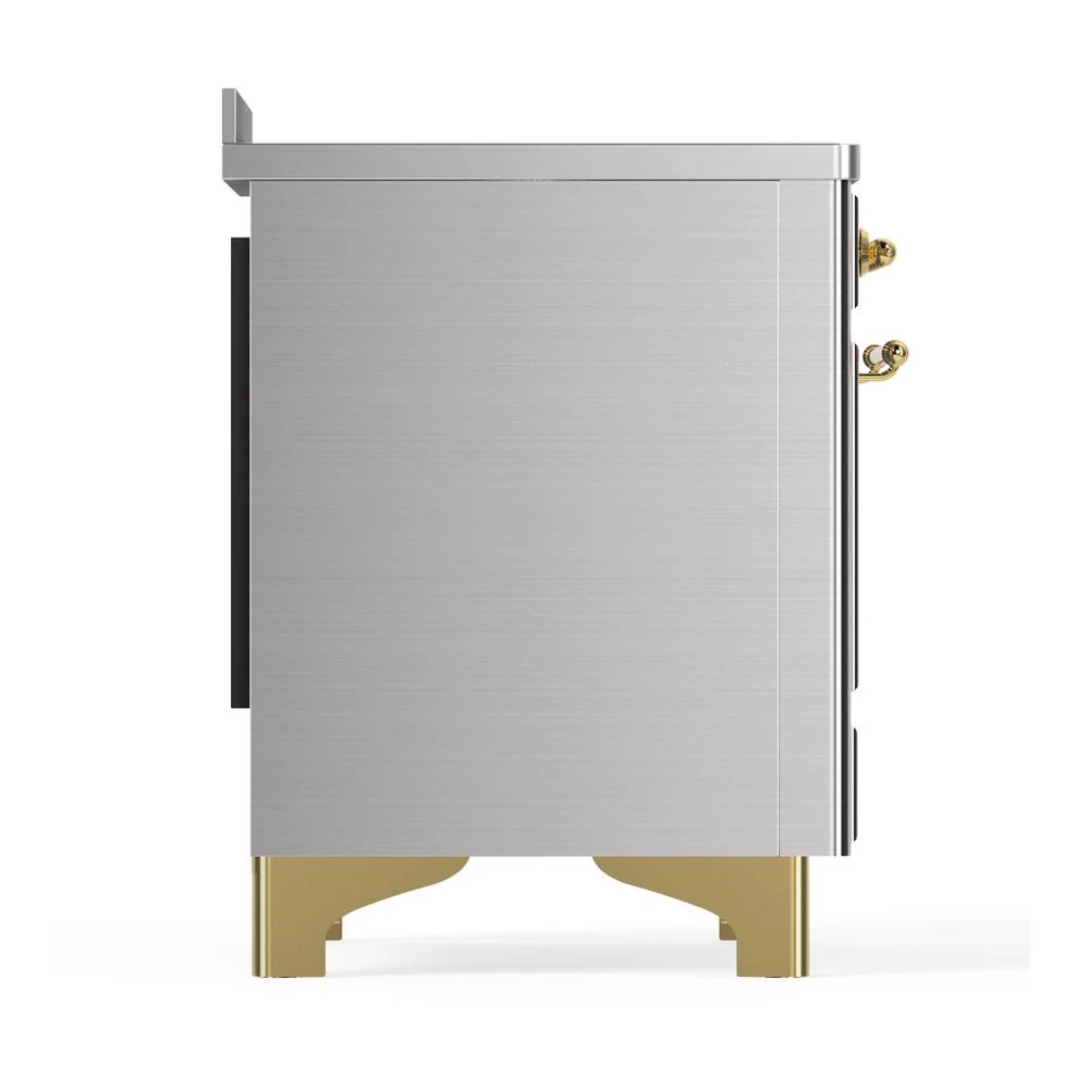 Ilve UMIB48QNR3SSG Ilve Umib48Qnr3Ssg Majestic Iii 48 Inch Induction Range With 6 Elements, 5.02 Cu. Ft. Total Oven Capacity (Solid Door, Stainless Steel, Brass) - Image 8