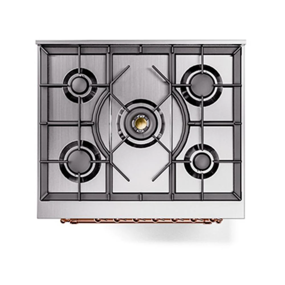 Ilve UN30NMPAWPLP Ilve Un30Nmpawplp Nostalgie Ii Noblesse 30" Dual Fuel Range (Liquid Propane, Triple Glass Door, Antique White, Copper) - Image 6