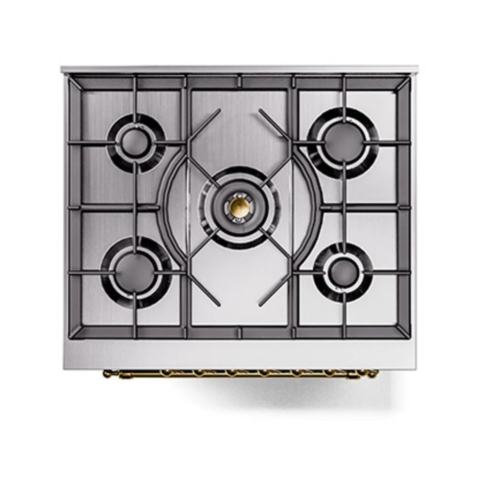 Ilve UN30NMPMBGLP Ilve Un30Nmpmbglp Nostalgie Ii Noblesse 30" Dual Fuel Range (Liquid Propane, Triple Glass Door, Midnight Blue, Brass) - Image 6