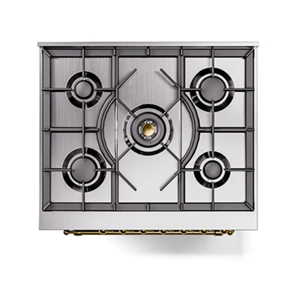 Ilve UN30NMPMGG Ilve Un30Nmpmgg Nostalgie Ii Noblesse 30" Dual Fuel Range (Natural Gas, Triple Glass Door, Graphite Matte, Brass) - Image 6
