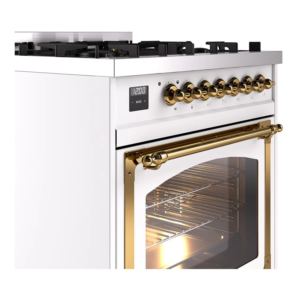 Ilve UN30NMPRAG Ilve Un30Nmprag Nostalgie Ii Noblesse 30" Dual Fuel Range (Natural Gas, Triple Glass Door, Ral, Brass) - Image 5