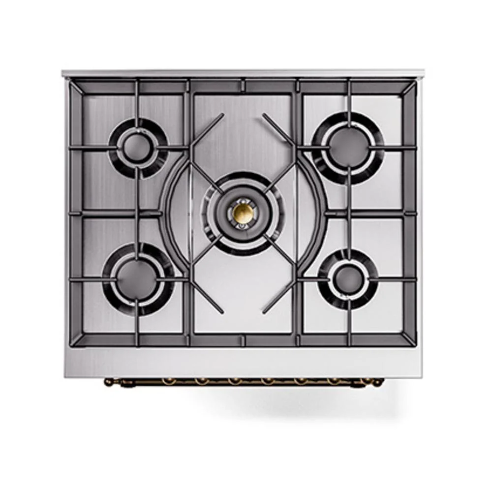 Ilve UN30NMPWHB Ilve Un30Nmpwhb Nostalgie Ii Noblesse 30" Dual Fuel Range (Natural Gas, Triple Glass Door, White, Burnished) - Image 6