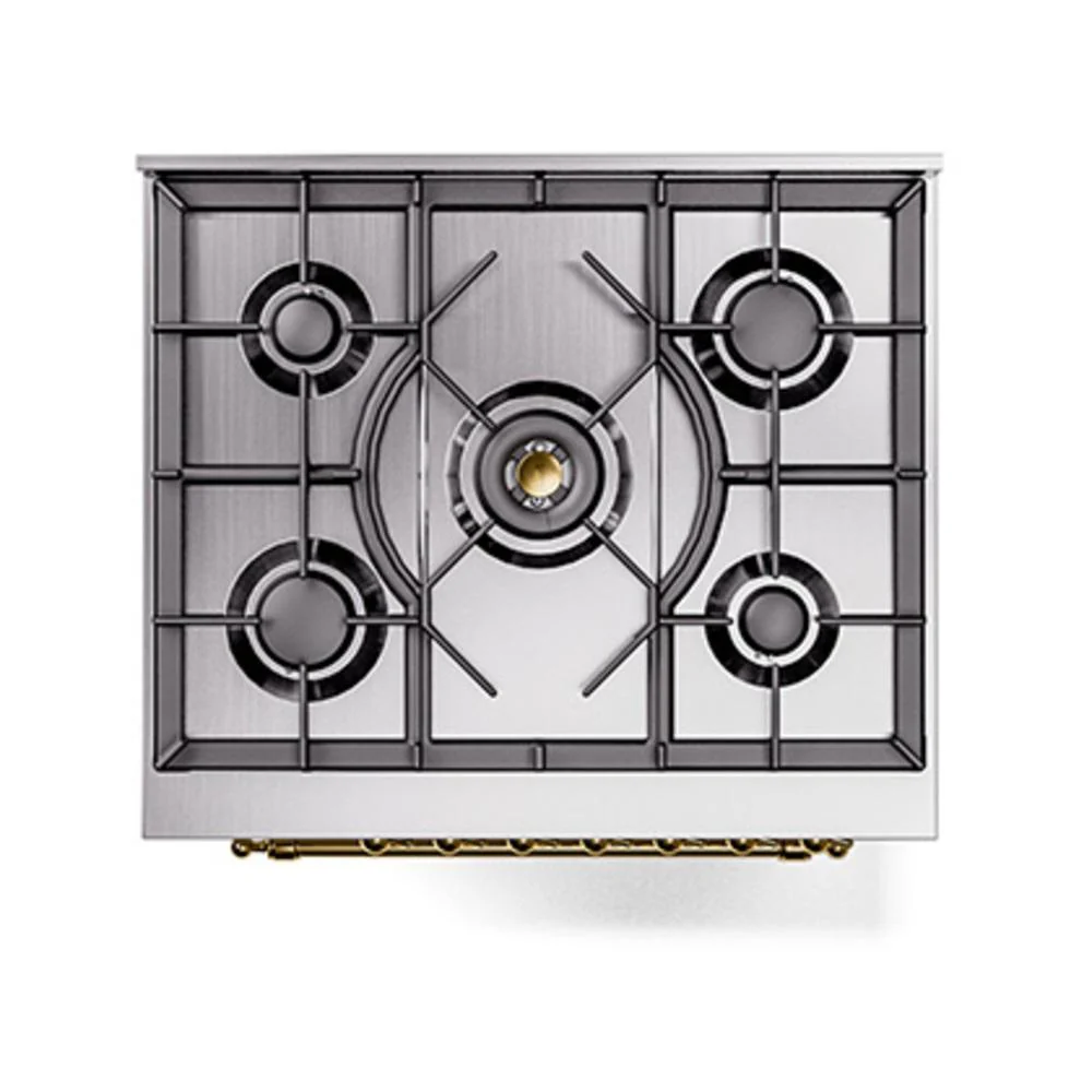 Ilve UN30NMPWHG Ilve Un30Nmpwhg Nostalgie Ii Noblesse 30" Dual Fuel Range (Natural Gas, Triple Glass Door, White, Brass) - Image 6