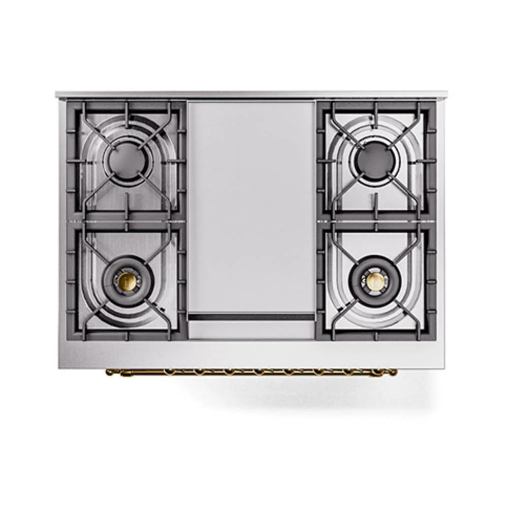 Ilve UN36FNMPAWG Ilve Un36Fnmpawg Nostalgie Ii Noblesse 36" Dual Fuel Range (Natural Gas, Triple Glass Door, Antique White, Brass) - Image 6