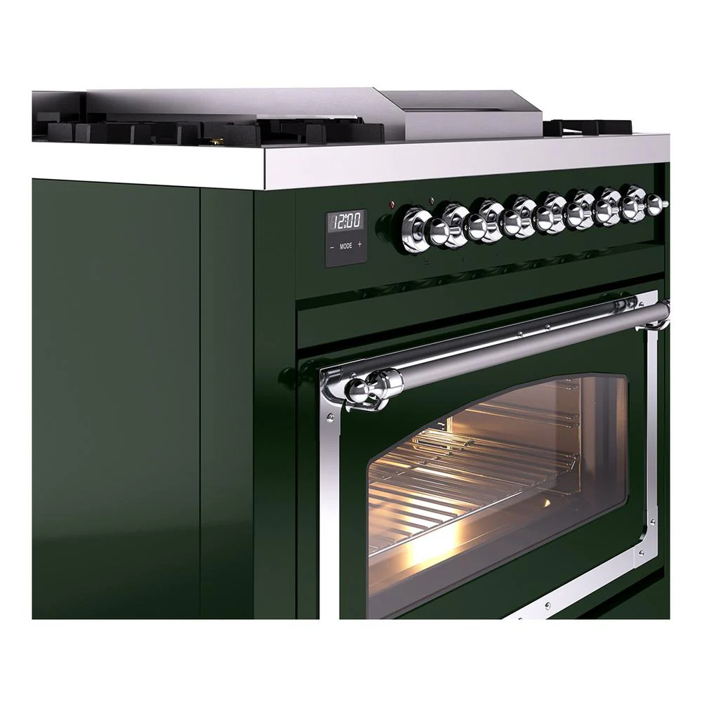 Ilve UN36FNMPEGC Ilve Un36Fnmpegc Nostalgie Ii Noblesse 36" Dual Fuel Range (Natural Gas, Triple Glass Door, Emerald Green, Chrome) - Image 5