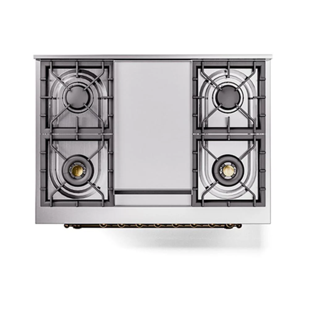 Ilve UN36FNMPMBB Ilve Un36Fnmpmbb Nostalgie Ii Noblesse 36" Dual Fuel Range (Natural Gas, Triple Glass Door, Midnight Blue, Burnished) - Image 6