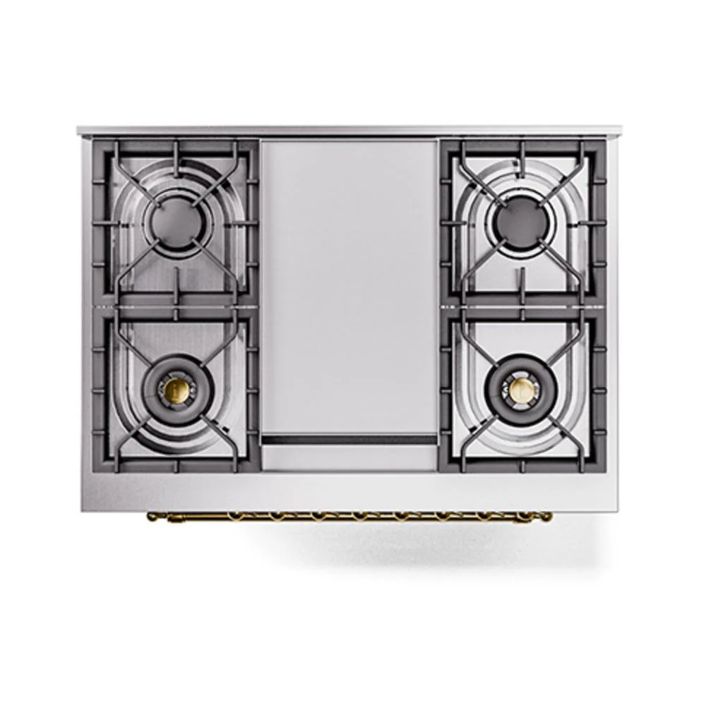 Ilve UN36FNMPSSGLP Ilve Un36Fnmpssglp Nostalgie Ii Noblesse 36" Dual Fuel Range (Liquid Propane, Triple Glass Door, Stainless Steel, Brass) - Image 6