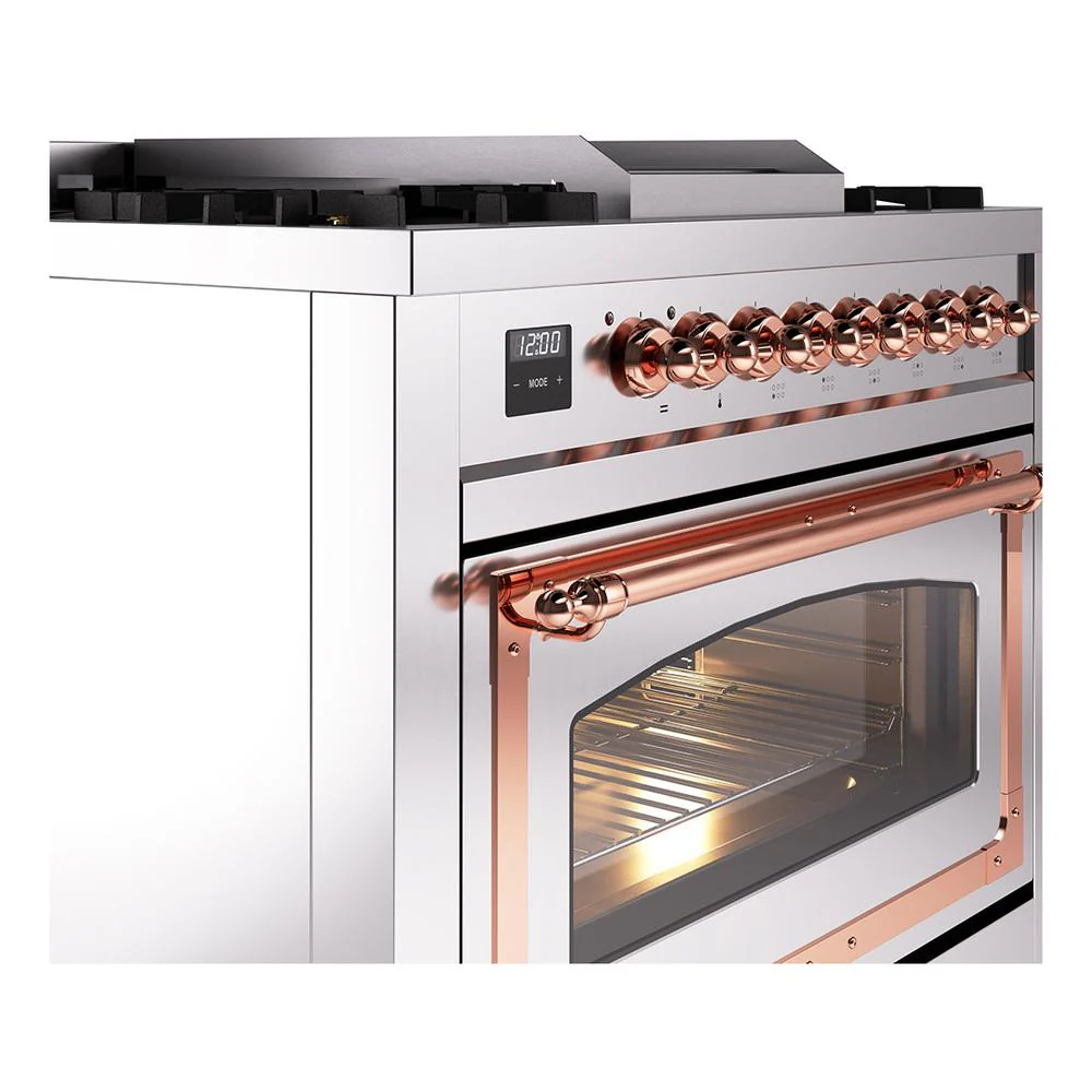 Ilve UN36FNMPSSPLP Ilve Un36Fnmpssplp Nostalgie Ii Noblesse 36" Dual Fuel Range (Liquid Propane, Triple Glass Door, Stainless Steel, Copper) - Image 5