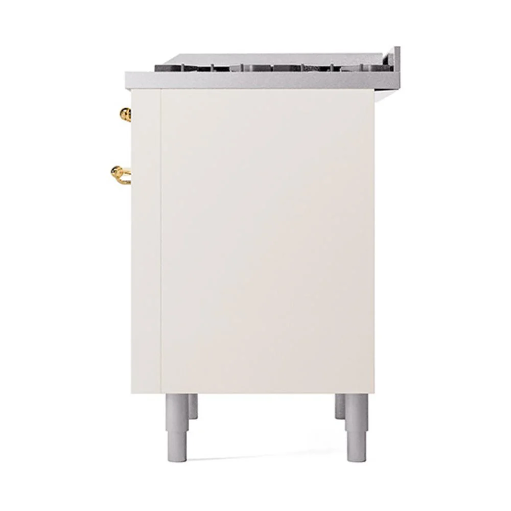 Ilve UN36FQNMPAWGLP Ilve Un36Fqnmpawglp Nostalgie Ii Noblesse 36" Dual Fuel Range (Liquid Propane, Solid Door, Antique White, Brass) - Image 5