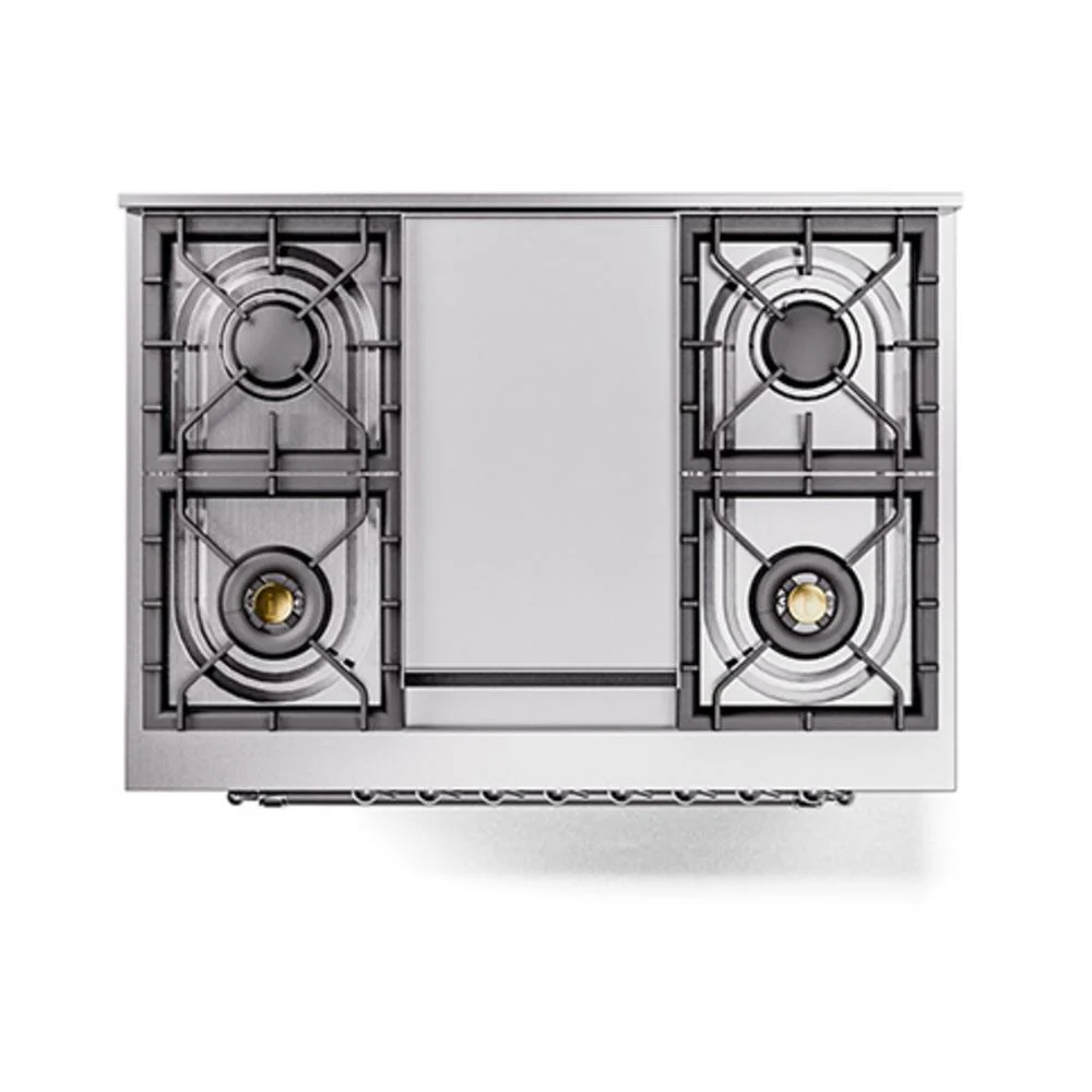 Ilve UN36FQNMPBGCLP Ilve Un36Fqnmpbgclp Nostalgie Ii Noblesse 36" Dual Fuel Range (Liquid Propane, Solid Door, Blue Grey, Chrome) - Image 3