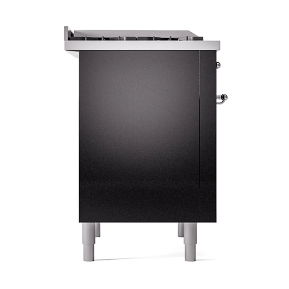 Ilve UN36FQNMPBKC Ilve Un36Fqnmpbkc Nostalgie Ii Noblesse 36" Dual Fuel Range (Natural Gas, Solid Door, Glossy Black, Chrome) - Image 4