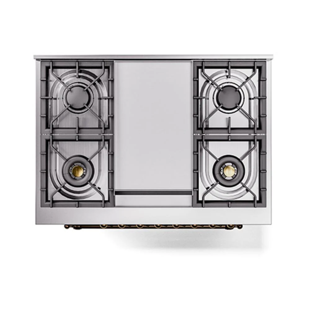 Ilve UN36FQNMPBUB Ilve Un36Fqnmpbub Nostalgie Ii Noblesse 36" Dual Fuel Range (Natural Gas, Solid Door, Burgundy, Burnished) - Image 3