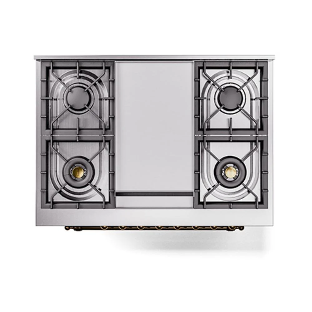 Ilve UN36FQNMPEGB Ilve Un36Fqnmpegb Nostalgie Ii Noblesse 36" Dual Fuel Range (Natural Gas, Solid Door, Emerald Green, Burnished) - Image 3