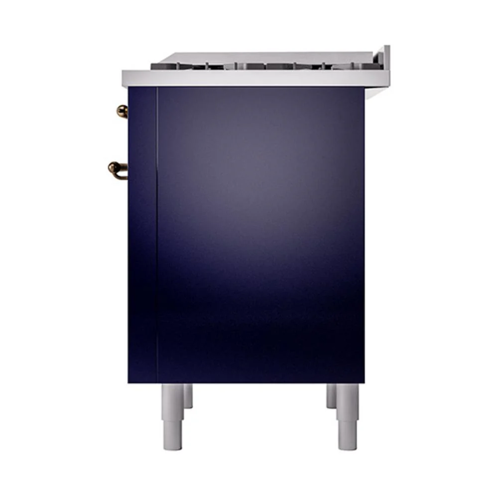 Ilve UN36FQNMPMBBLP Ilve Un36Fqnmpmbblp Nostalgie Ii Noblesse 36" Dual Fuel Range (Liquid Propane, Solid Door, Midnight Blue, Burnished) - Image 5