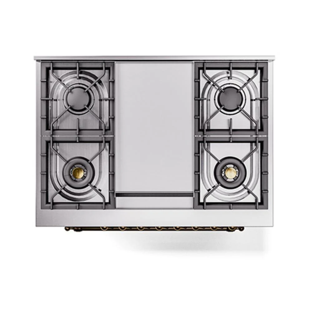 Ilve UN36FQNMPSSBLP Ilve Un36Fqnmpssblp Nostalgie Ii Noblesse 36" Dual Fuel Range (Liquid Propane, Solid Door, Stainless Steel, Burnished) - Image 3