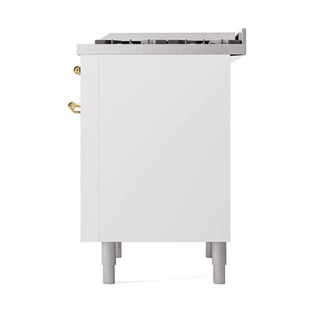 Ilve UN36FQNMPWHG Ilve Un36Fqnmpwhg Nostalgie Ii Noblesse 36" Dual Fuel Range (Natural Gas, Solid Door, White, Brass) - Image 5