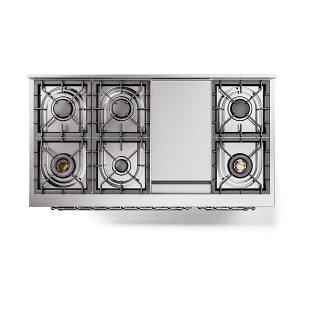 Ilve UN48FNMPEGC Ilve Un48Fnmpegc Nostalgie Ii Noblesse 48" Dual Fuel Range (8 Sealed Burners + Griddle, Natural Gas, Triple Glass Door, Emerald Green, Chrome) - Image 8