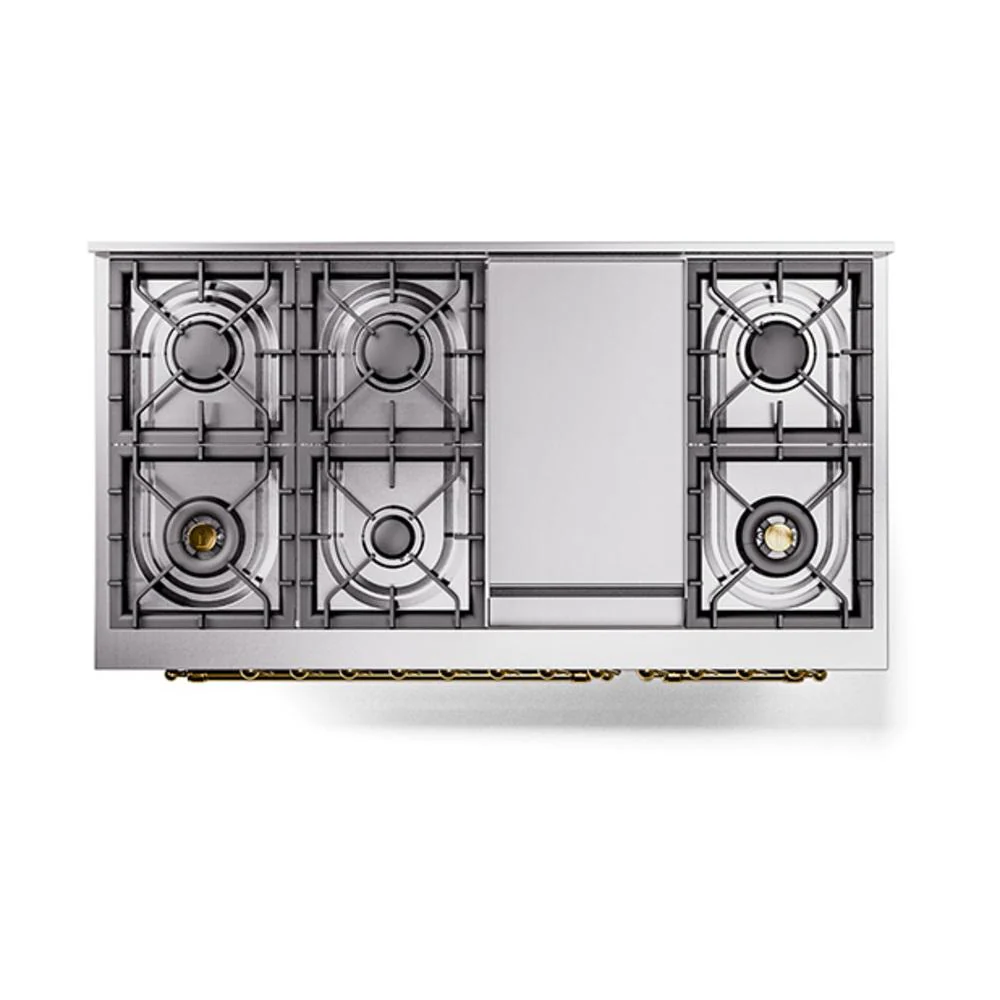 Ilve UN48FNMPEGGLP Ilve Un48Fnmpegglp Nostalgie Ii Noblesse 48" Dual Fuel Range (8 Sealed Burners + Griddle, Liquid Propane, Triple Glass Door, Emerald Green, Brass) - Image 8