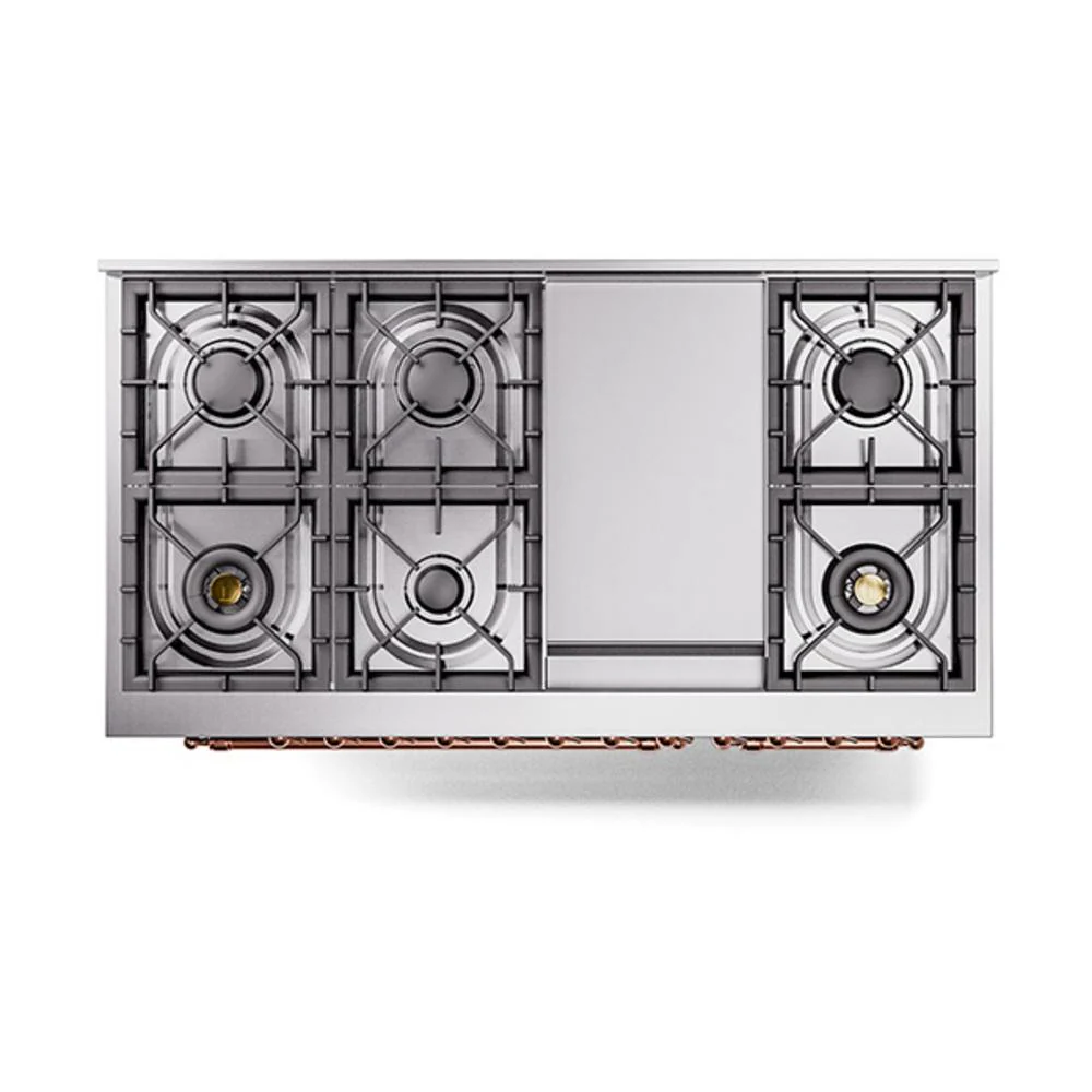 Ilve UN48FNMPMBP Ilve Un48Fnmpmbp Nostalgie Ii Noblesse 48" Dual Fuel Range (8 Sealed Burners + Griddle, Natural Gas, Triple Glass Door, Midnight Blue, Copper) - Image 8