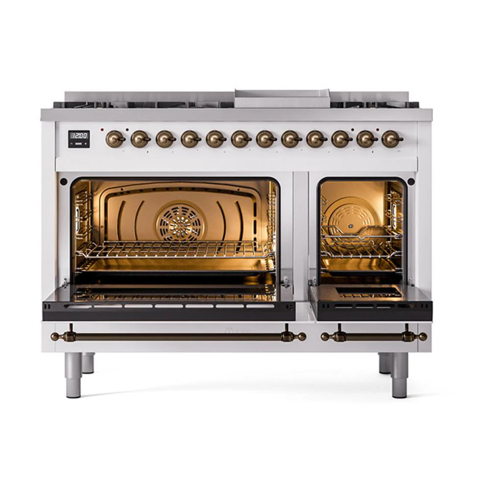 Ilve UN48FQNMPRABLP Ilve Un48Fqnmprablp Nostalgie Ii Noblesse 48" Dual Fuel Range (8 Sealed Burners + Griddle, Liquid Propane, Solid Door, Ral, Burnished) - Image 2
