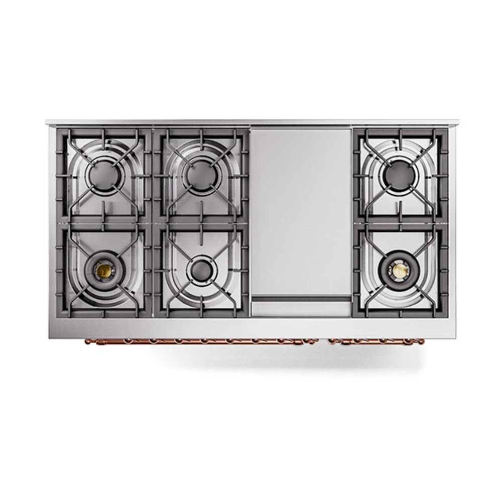 Ilve UN48FQNMPWHP Ilve Un48Fqnmpwhp Nostalgie Ii Noblesse 48" Dual Fuel Range (8 Sealed Burners + Griddle, Natural Gas, Solid Door, White, Copper) - Image 3