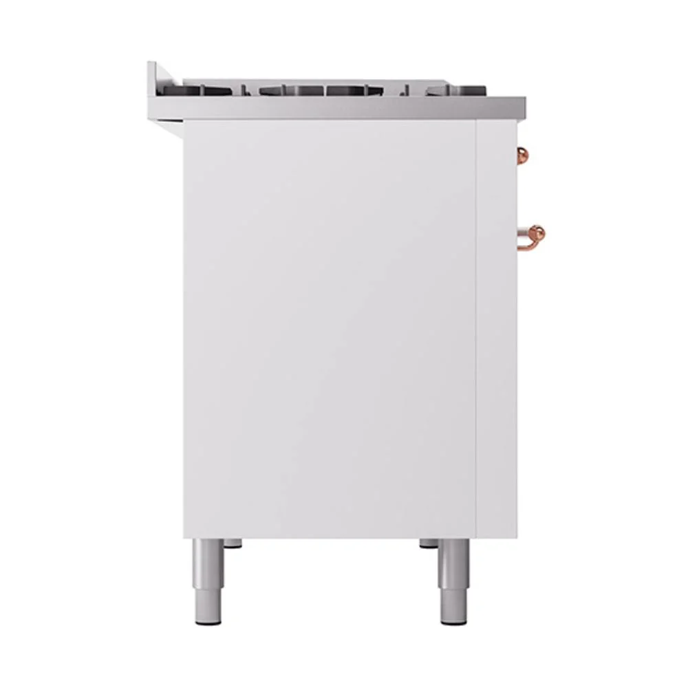 Ilve UN48FQNMPWHPLP Ilve Un48Fqnmpwhplp Nostalgie Ii Noblesse 48" Dual Fuel Range (8 Sealed Burners + Griddle, Liquid Propane, Solid Door, White, Copper) - Image 4
