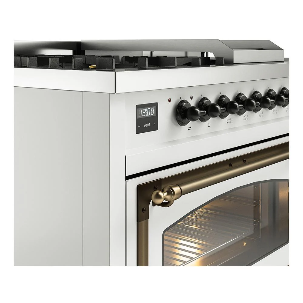 Ilve UN48FSNMPRAB Ilve Un48Fsnmprab Nostalgie Ii Noblesse 48" Dual Fuel Range (5 Sealed Burners + Griddle + French Top, Natural Gas, Triple Glass Door, Ral, Burnished) - Image 7