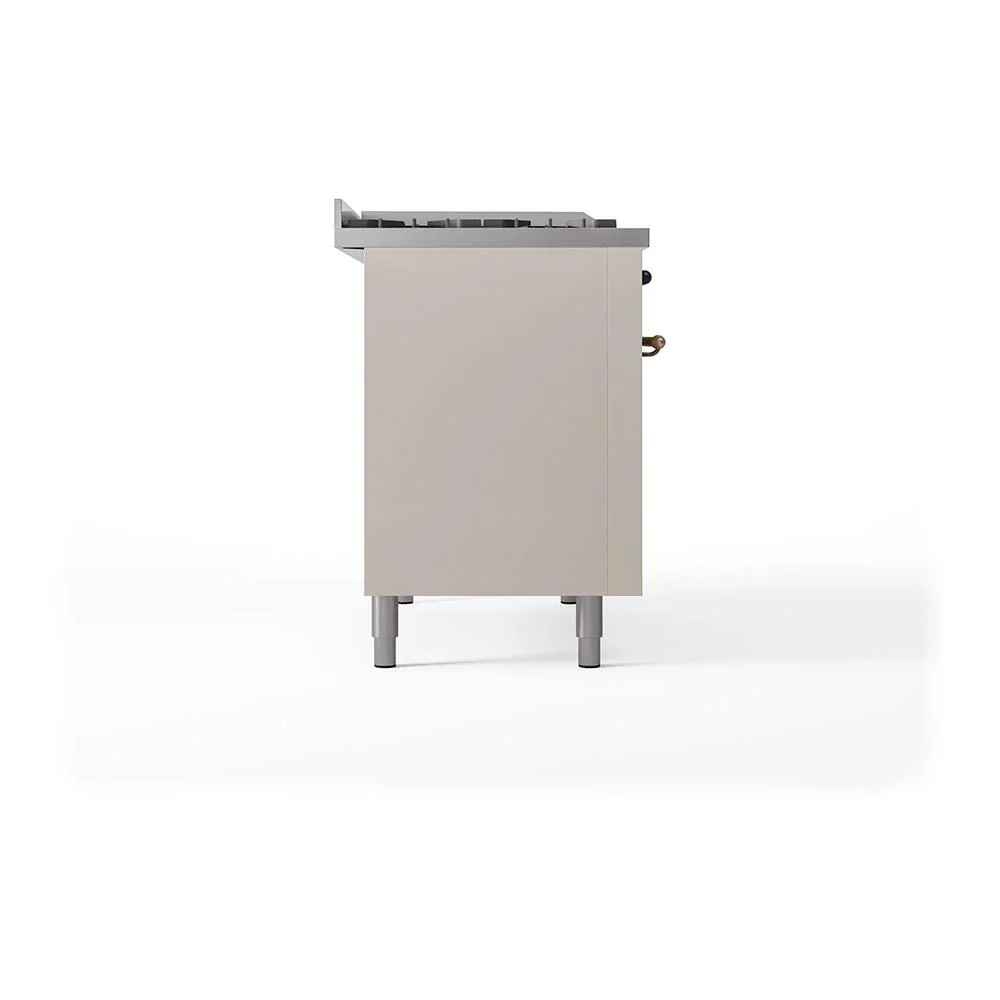 Ilve UN48FSQNMPAWB Ilve Un48Fsqnmpawb Nostalgie Ii Noblesse 48" Dual Fuel Range (5 Sealed Burners + Griddle + French Top, Natural Gas, Solid Door, Antique White, Burnished) - Image 4