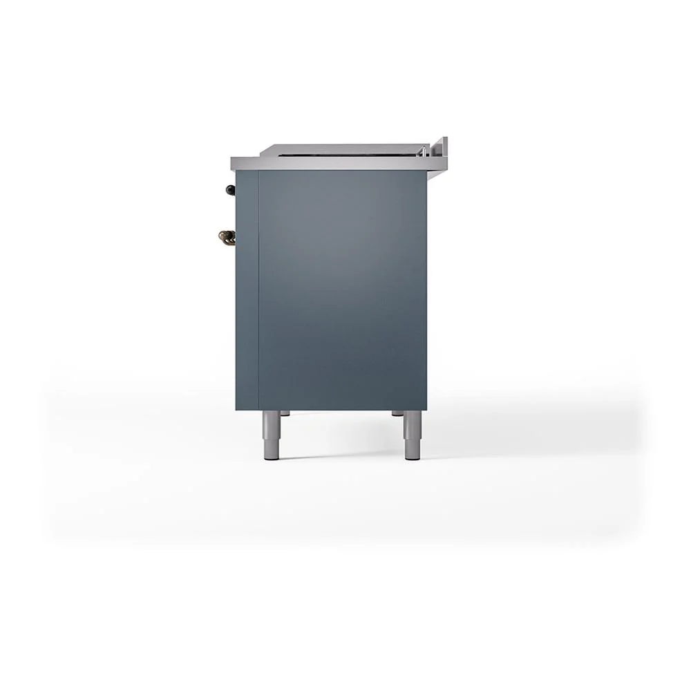 Ilve UN48FSQNMPBGBLP Ilve Un48Fsqnmpbgblp Nostalgie Ii Noblesse 48" Dual Fuel Range (5 Sealed Burners + Griddle + French Top, Liquid Propane, Solid Door, Blue Grey, Burnished) - Image 5