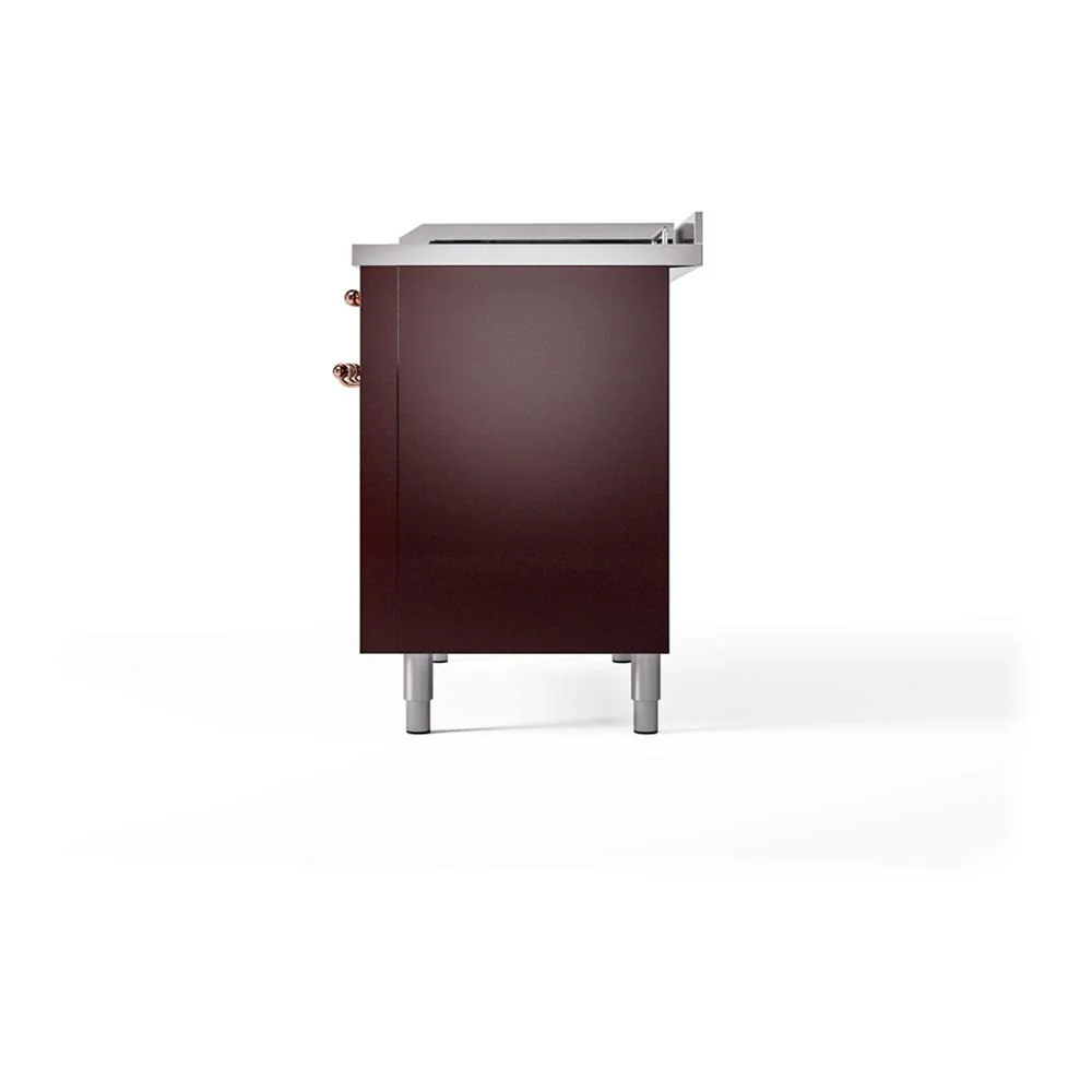 Ilve UN48FSQNMPBUP Ilve Un48Fsqnmpbup Nostalgie Ii Noblesse 48" Dual Fuel Range (5 Sealed Burners + Griddle + French Top, Natural Gas, Solid Door, Burgundy, Copper) - Image 5