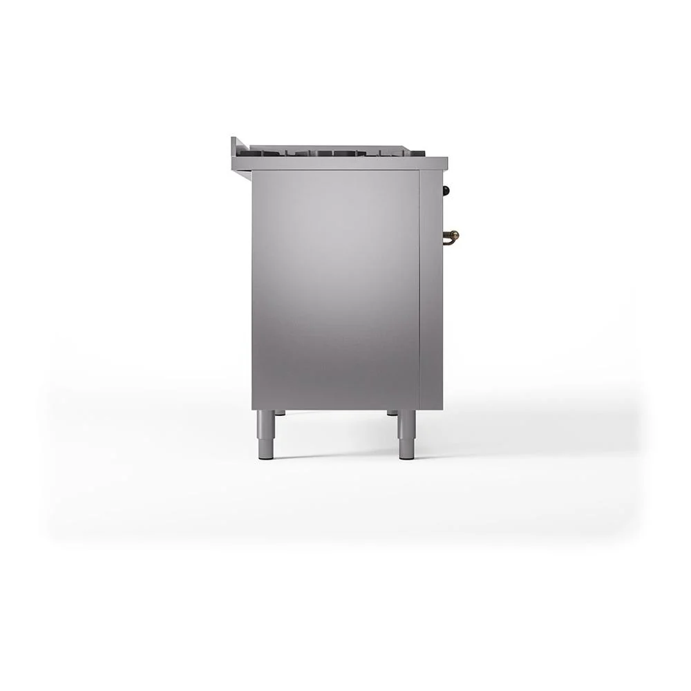 Ilve UN48FSQNMPSSB Ilve Un48Fsqnmpssb Nostalgie Ii Noblesse 48" Dual Fuel Range (5 Sealed Burners + Griddle + French Top, Natural Gas, Solid Door, Stainless Steel, Burnished) - Image 4