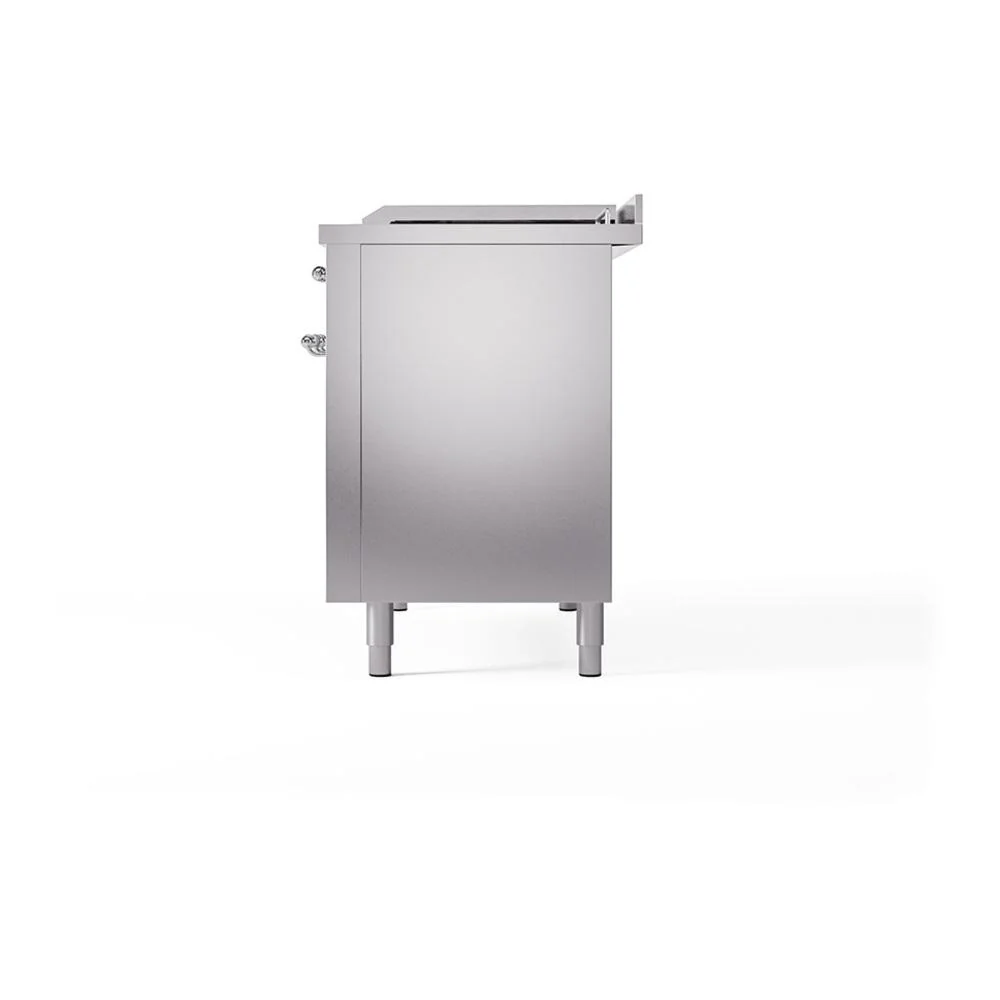 Ilve UN48FSQNMPSSCLP Ilve Un48Fsqnmpssclp Nostalgie Ii Noblesse 48" Dual Fuel Range (5 Sealed Burners + Griddle + French Top, Liquid Propane, Solid Door, Stainless Steel, Chrome) - Image 5