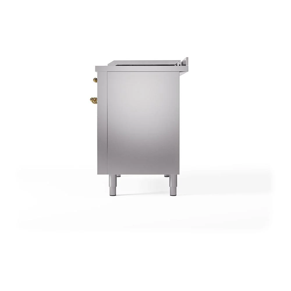 Ilve UN48FSQNMPSSGLP Ilve Un48Fsqnmpssglp Nostalgie Ii Noblesse 48" Dual Fuel Range (5 Sealed Burners + Griddle + French Top, Liquid Propane, Solid Door, Stainless Steel, Brass) - Image 5