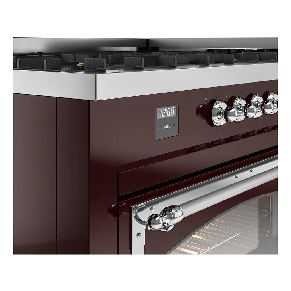 Ilve UN60FNMPBUC Ilve Un60Fnmpbuc Nostalgie Ii Noblesse 60" Dual Fuel Range (9 Sealed Burners + Griddle, Natural Gas, Triple Glass Door, Burgundy, Chrome) - Image 7
