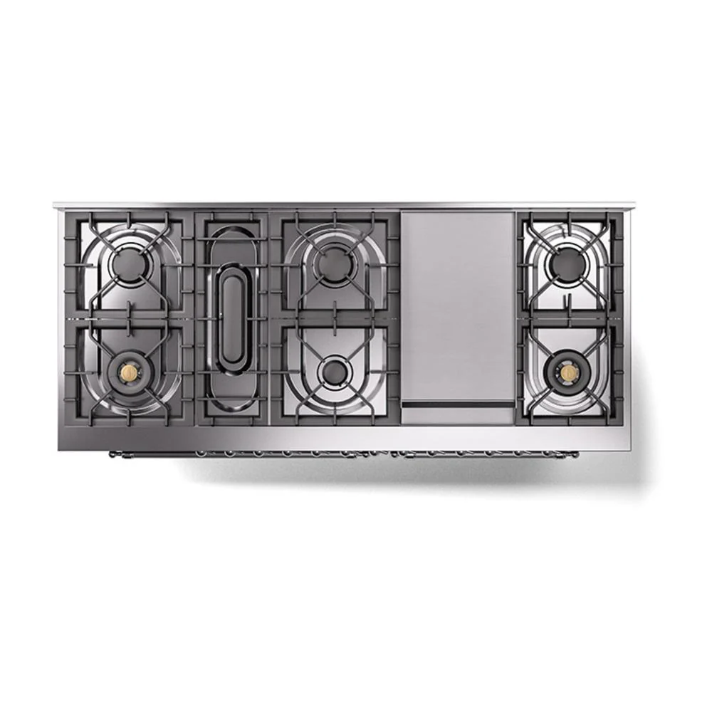 Ilve UN60FNMPBUC Ilve Un60Fnmpbuc Nostalgie Ii Noblesse 60" Dual Fuel Range (9 Sealed Burners + Griddle, Natural Gas, Triple Glass Door, Burgundy, Chrome) - Image 8