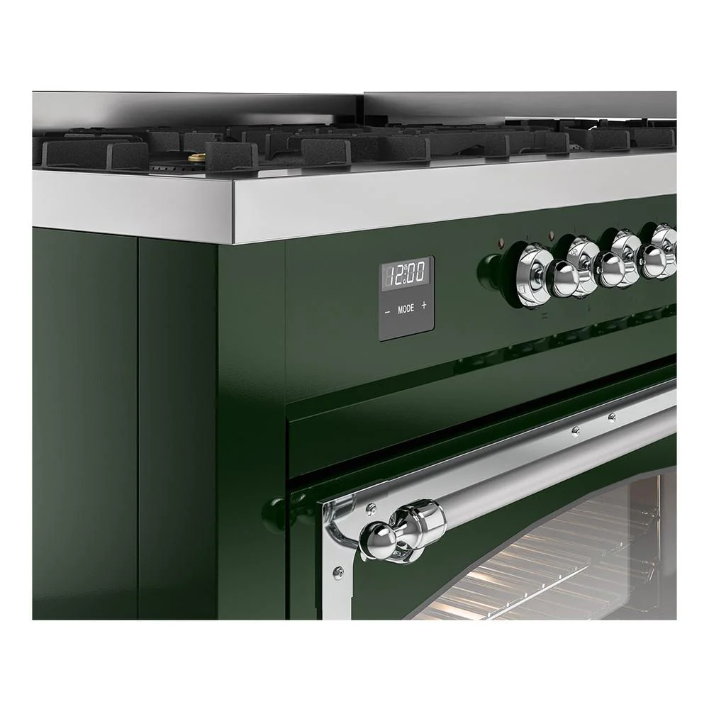Ilve UN60FNMPEGC Ilve Un60Fnmpegc Nostalgie Ii Noblesse 60" Dual Fuel Range (9 Sealed Burners + Griddle, Natural Gas, Triple Glass Door, Emerald Green, Chrome) - Image 7