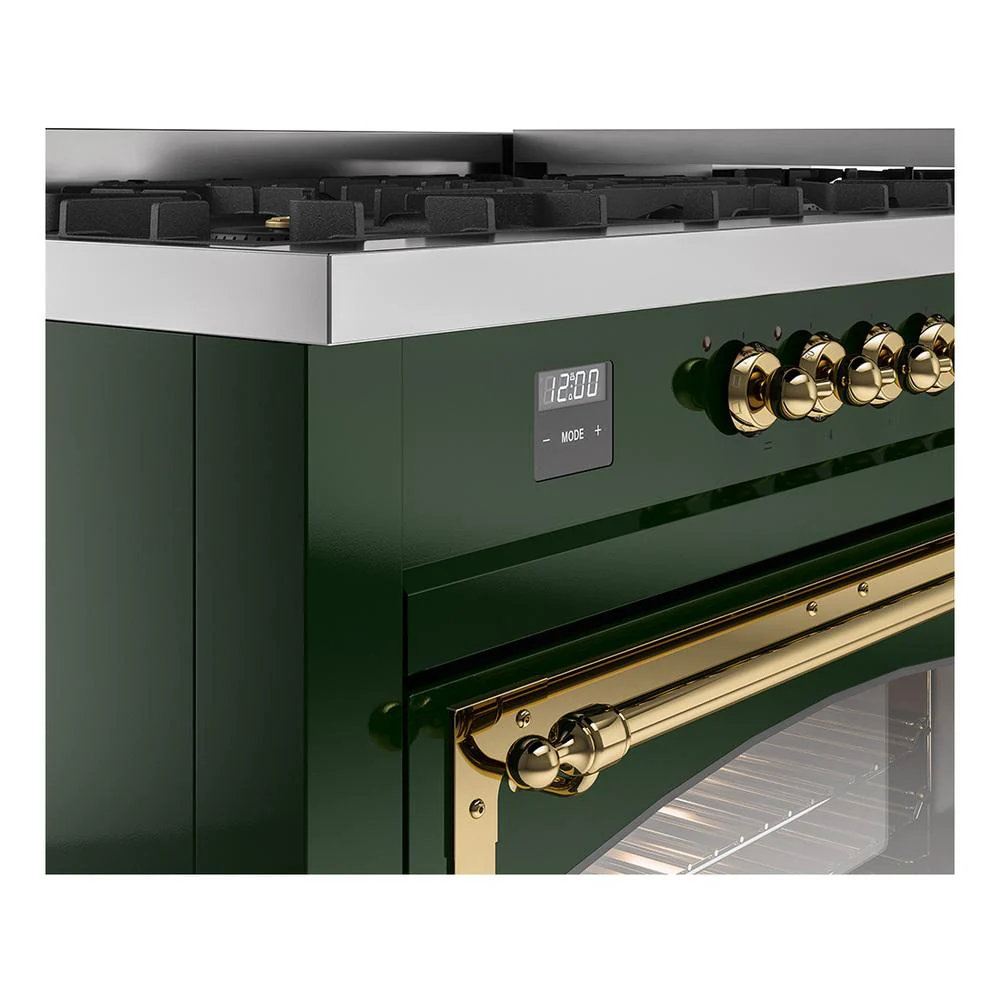 Ilve UN60FNMPEGG Ilve Un60Fnmpegg Nostalgie Ii Noblesse 60" Dual Fuel Range (9 Sealed Burners + Griddle, Natural Gas, Triple Glass Door, Emerald Green, Brass) - Image 7