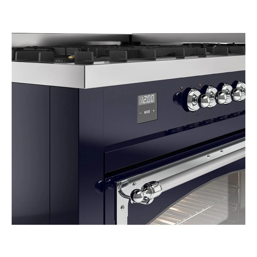 Ilve UN60FNMPMBCLP Ilve Un60Fnmpmbclp Nostalgie Ii Noblesse 60" Dual Fuel Range (9 Sealed Burners + Griddle, Liquid Propane, Triple Glass Door, Midnight Blue, Chrome) - Image 7