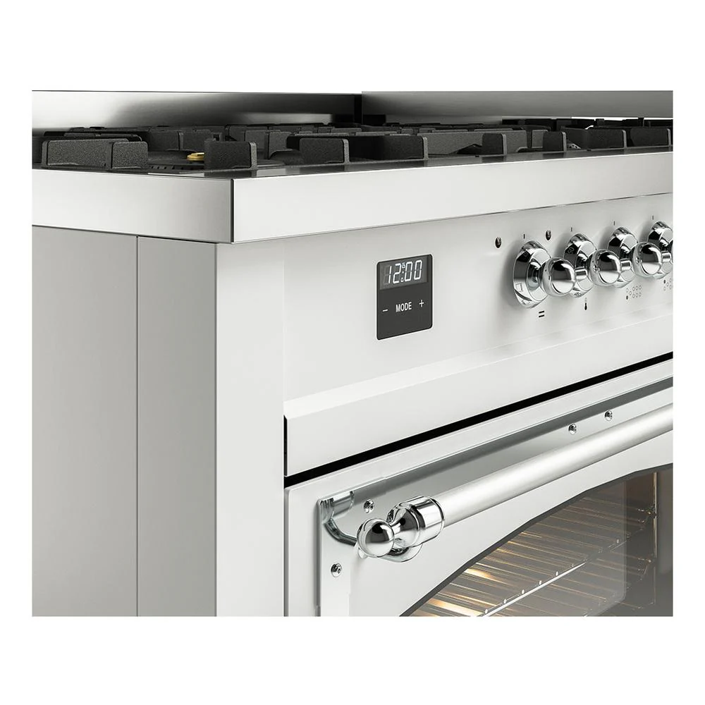 Ilve UN60FNMPWHCLP Ilve Un60Fnmpwhclp Nostalgie Ii Noblesse 60" Dual Fuel Range (9 Sealed Burners + Griddle, Liquid Propane, Triple Glass Door, White, Chrome) - Image 7