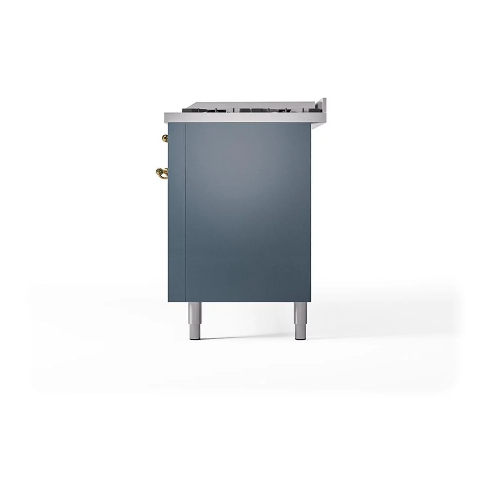 Ilve UN60FQNMPBGCLP Ilve Un60Fqnmpbgclp Nostalgie Ii Noblesse 60" Dual Fuel Range (9 Sealed Burners + Griddle, Liquid Propane, Solid Door, Blue Grey, Chrome) - Image 6