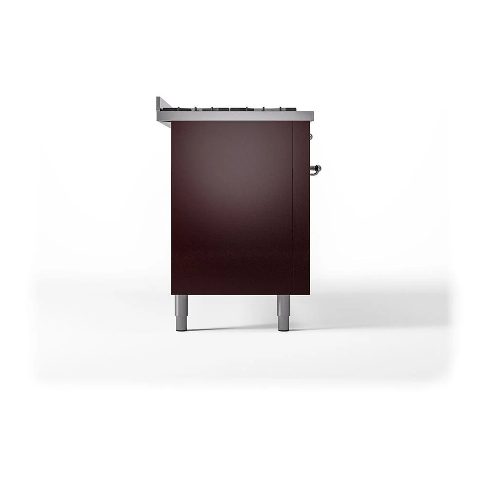 Ilve UN60FQNMPBUC Ilve Un60Fqnmpbuc Nostalgie Ii Noblesse 60" Dual Fuel Range (9 Sealed Burners + Griddle, Natural Gas, Solid Door, Burgundy, Chrome) - Image 5