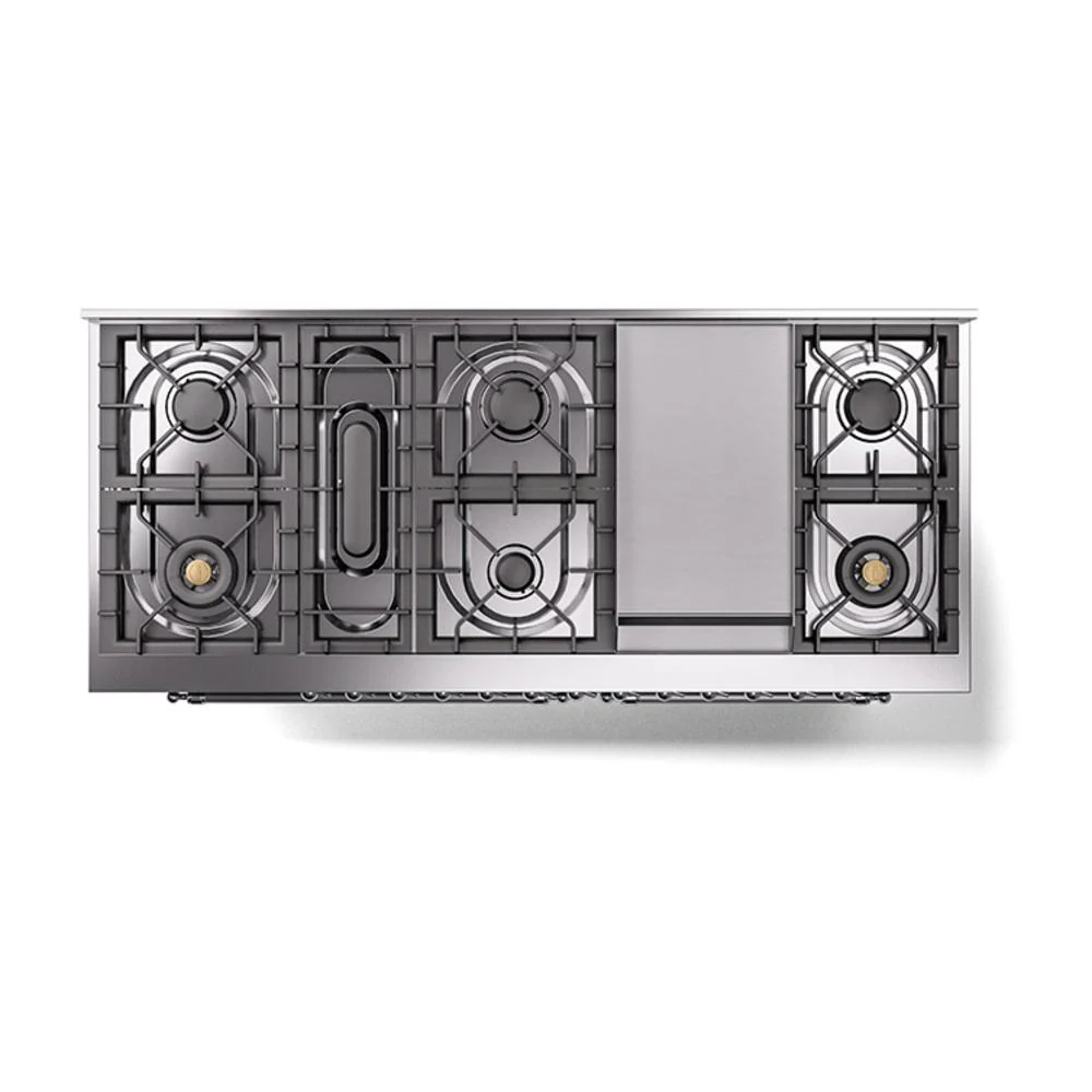 Ilve UN60FQNMPMGC Ilve Un60Fqnmpmgc Nostalgie Ii Noblesse 60" Dual Fuel Range (9 Sealed Burners + Griddle, Natural Gas, Solid Door, Graphite Matte, Chrome) - Image 3