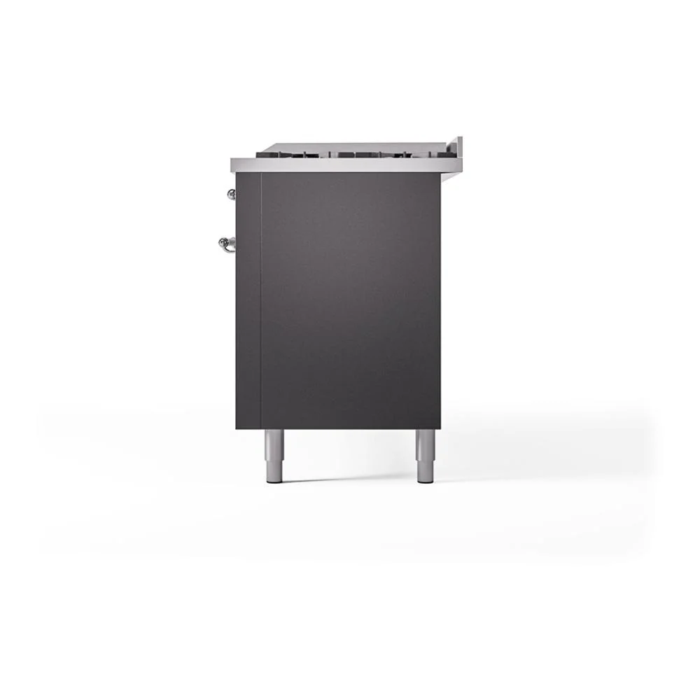Ilve UN60FQNMPMGC Ilve Un60Fqnmpmgc Nostalgie Ii Noblesse 60" Dual Fuel Range (9 Sealed Burners + Griddle, Natural Gas, Solid Door, Graphite Matte, Chrome) - Image 6