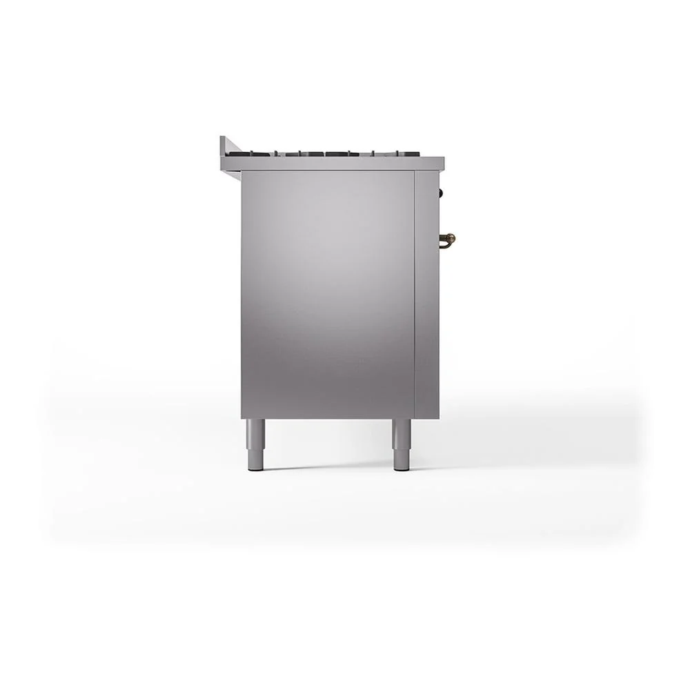 Ilve UN60FQNMPSSBLP Ilve Un60Fqnmpssblp Nostalgie Ii Noblesse 60" Dual Fuel Range (9 Sealed Burners + Griddle, Liquid Propane, Solid Door, Stainless Steel, Burnished) - Image 5