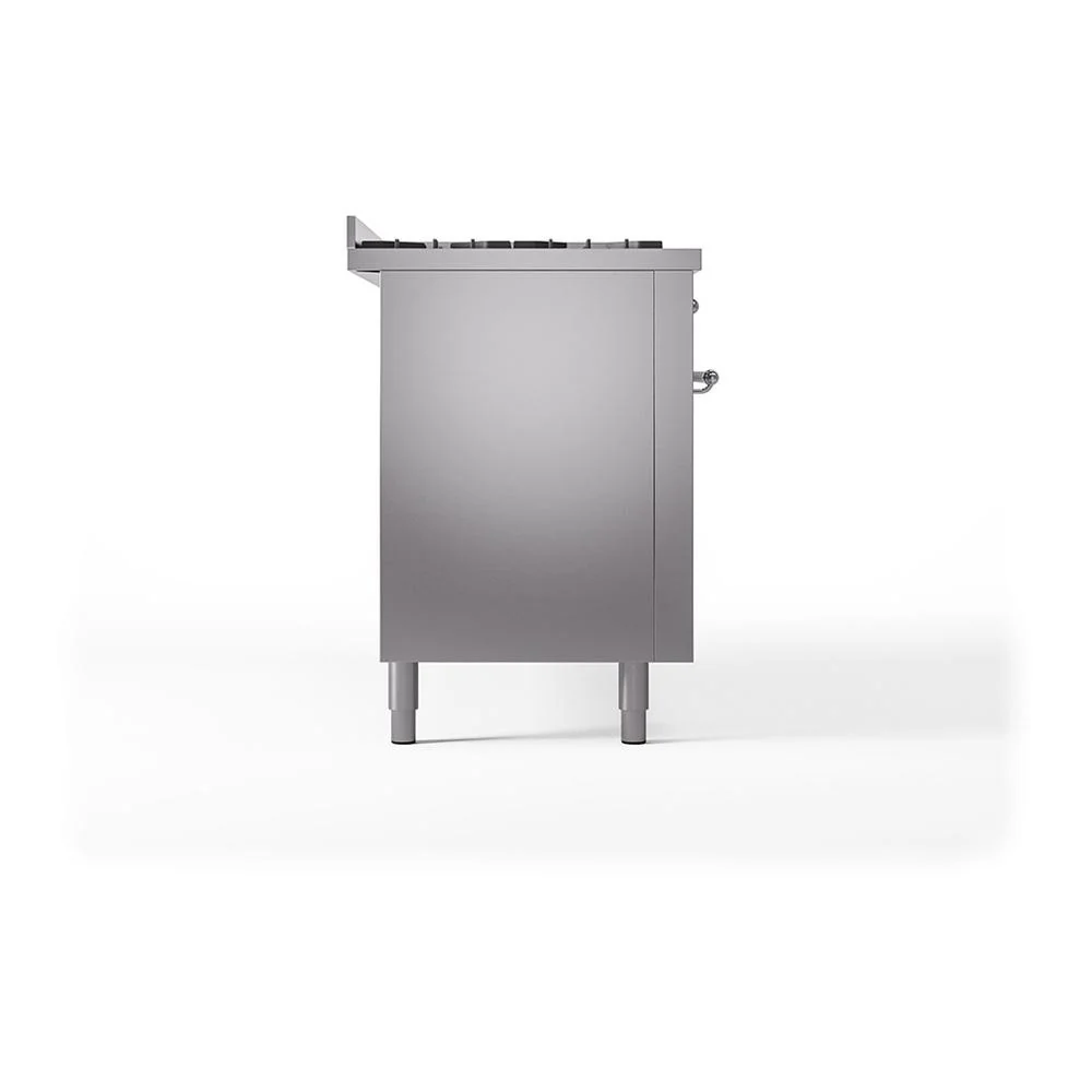 Ilve UN60FQNMPSSCLP Ilve Un60Fqnmpssclp Nostalgie Ii Noblesse 60" Dual Fuel Range (9 Sealed Burners + Griddle, Liquid Propane, Solid Door, Stainless Steel, Chrome) - Image 5