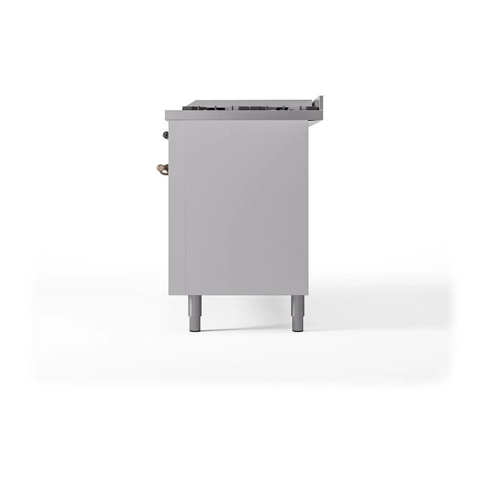 Ilve UN60FQNMPWHBLP Ilve Un60Fqnmpwhblp Nostalgie Ii Noblesse 60" Dual Fuel Range (9 Sealed Burners + Griddle, Liquid Propane, Solid Door, White, Burnished) - Image 6